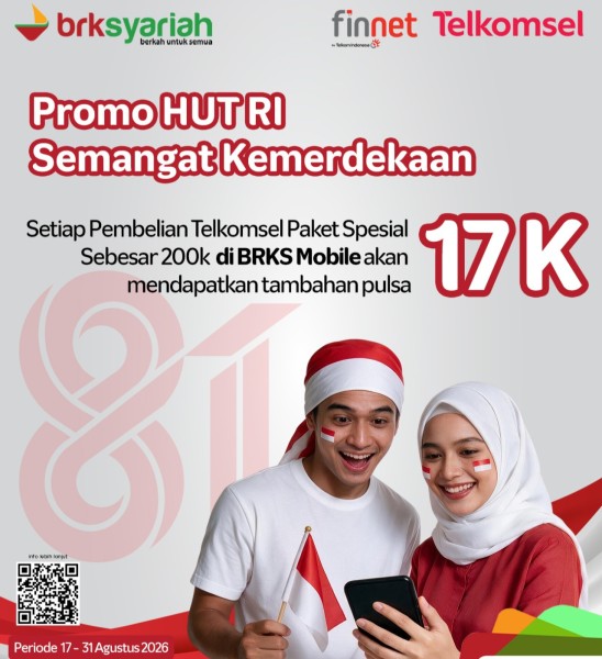 Rayakan HUT RI, BRK Syariah Beri Bonus Pulsa Rp17 Ribu