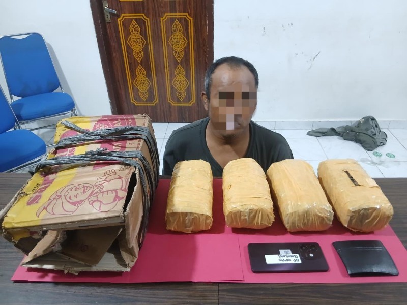 Dibungkus Kardus Indomie, Pria di Pekanbaru Diciduk Usai Bawa 4 Paket Besar Ganja