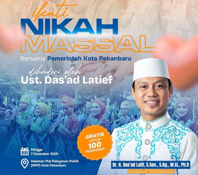 Ustadz Das'ad Latief Ramaikan Acara Nikah Massal Gratis Pemko Pekanbaru