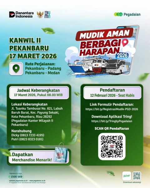 Pegadaian Kanwil Pekanbaru Kembali Gelar Program Mudik Aman, Kuota Meningkat Tahun ini