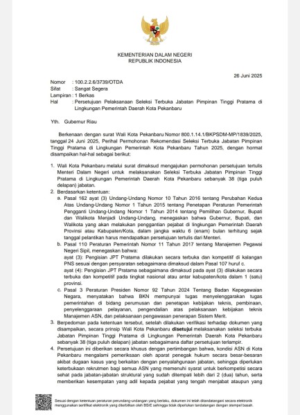 Disetujui Kemendagri, Siap-siap Pemko Pekanbaru Buka Seleksi 38 Jabatan PTP, Ini Rinciannya